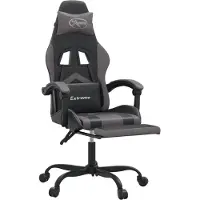 vidaXL Gamestoel met voetensteun kunstleer zwart en grijs