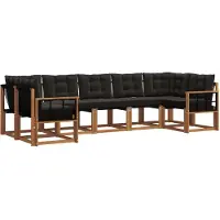 vidaXL Buiten bank set 7 st Natuurlijk en zwart