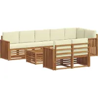 vidaXL Sofa-Sets 9 pcs Natuurlijk en Crème Massief Acacia Hout