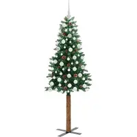 vidaXL Slanke Kerstboom Groen 180 cm PVC en massief dennenhout