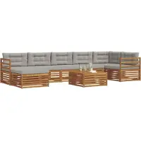 vidaXL Buiten bank set 8 st Natuurlijk en Licht Grijs