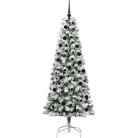 vidaXL Kunstmatige Hinged Kerstboom met 300 LED Groen en Wit 210 cm