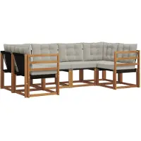 vidaXL Buiten bank set 6 st Naturel en lichtgrijs