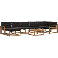 vidaXL Buiten bank set 22 pcs Natuurlijk en zwart Massief Acacia Hout