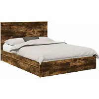 vidaXL Opbergbed met lade Rook Eiken 135 x 190 cm Bewerkt hout