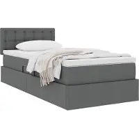 vidaXL Opbergbed met matras Donkergrijs 90 x 200 cm fluweel
