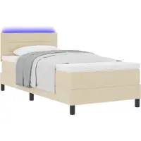 vidaXL Boxspring bed met kussen met hoofdeinde Crème 100 x 200 cm Stof