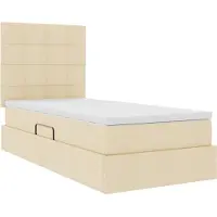 vidaXL LED opbergbed met matras Crème 90 x 200 cm Stof