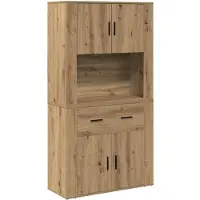vidaXL Hoge Kast artisanaal eikenkleurig 80 x 33 x 150 cm Bewerkt hout