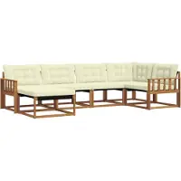 vidaXL Buiten bank set 6 st Natuurlijk en Crème Massief Acacia Hout