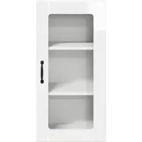 vidaXL Wandglas Kasten PORTO Hoogglans wit 40 x 31 x 80 cm