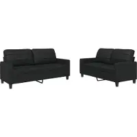 vidaXL 2-delige Loungeset met kussens kunstleer zwart