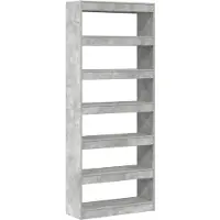 vidaXL Boekenkast 6-laags 80 x 30 x 198 cm Bewerkt hout Beton Grijs