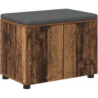vidaXL Hallenbank Oudhout 60 x 38 x 46 cm Geengineerd Hout en Stof