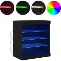vidaXL LED Dressoir Zwart Eiken 60,5 x 37 x 67 cm Bewerkt hout
