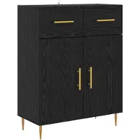 vidaXL Highboard Zwart Eiken 69,5 x 34 x 180 cm Bewerkt hout
