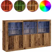 vidaXL LED Dressoir Oudhout 181,5 x 37 x 100 cm Bewerkt hout