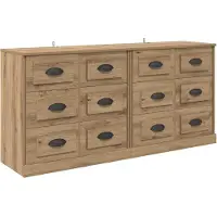 vidaXL Dressoirs 2 st Artisan Eiken 70 x 35,5 x 67,5 cm Bewerkt hout