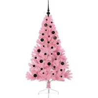 vidaXL Kunststof Voorverlichte Kerstboom met 150 LED Roze 150 cm PVC