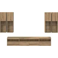 vidaXL - TV - Wandkast - Set - met - LED - Verlichting - 7 - st - Bewerkt - hout