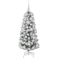 vidaXL Kunstmatige Hinged Kerstboom met 150 LED Groen en Wit 120 cm