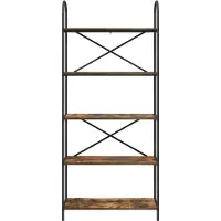 vidaXL Boekenplank 5-laags 80 x 30 x 183 cm Bewerkt hout Rook Eiken