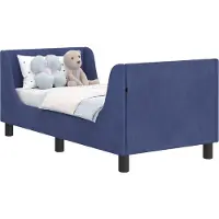 vidaXL - Peuterbedframe - met - hoofdboard - Politieblauw - 70 - x - 140 - cm - Fluweel