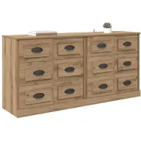 vidaXL Dressoirs 2 pcs Artisan Eiken 70 x 35,5 x 67,5 cm Bewerkt hout