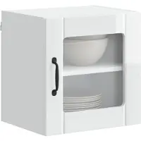 vidaXL Wandglas Kasten LUCCA Hoogglans Wit 40 x 31 x 40 cm