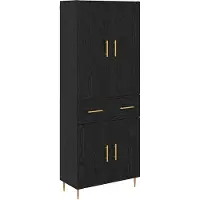 vidaXL Highboard Zwart Eiken 69,5 x 34 x 180 cm Bewerkt hout
