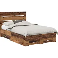 vidaXL Bedframe met lade met opslag Oudhout 120 x 190 cm Bewerkt hout