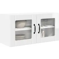 vidaXL Wandglas Kasten PORTO Hoogglans wit 80 x 31 x 40 cm