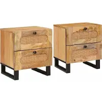 vidaXL Nachtkastje 2 st Naturel 40 x 33 x 46 cm Massief Mango Hout