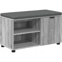 vidaXL Hallenbank met kussen met plank Grijze Sonoma 80 x 38 x 46 cm