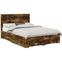 vidaXL Bedframe met lade Rook Eiken 140 x 200 cm Bewerkt hout