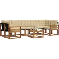vidaXL Buiten bank set 8 st Natuurlijk en Beige