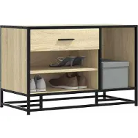 vidaXL Schoenenbank 80x40x53,5 cm bewerkt hout en metaal sonoma eiken