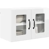 vidaXL Wandglas Kasten PORTO Hoogglans wit 60 x 31 x 40 cm