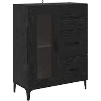 vidaXL Highboard Zwart Eiken 69,5 x 34 x 180 cm Bewerkt hout