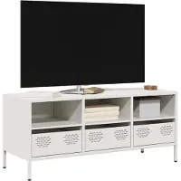vidaXL Tv-meubel 101,5x39x43,5 cm koudgewalst staal wit
