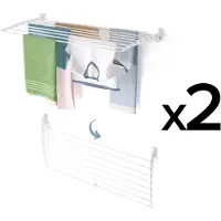 Foxydry 2x Fold 116 cm DOWN - white - wasdroogrek wandmontage clicksysteem - neerwaartse sluiting - 116 x 50 x 10 cm