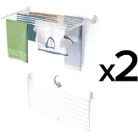 Foxydry 2x Fold 100 DOWN - white - wasdroogrek wandmontage clicksysteem - neerwaartse sluiting - 100 x 50 x 10 cm