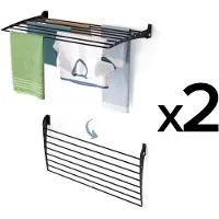 Foxydry 2x Fold 100 DOWN - black - wasdroogrek wandmontage clicksysteem - neerwaartse sluiting - 100 x 50 x 10 cm