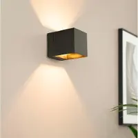 LUSENZ HOFTRONIC – Fornax notte nera wandlamp kubusvorm – Dimbaar – Up en downlight – G9 fitting – Geborsteld zwart aluminium – IP20 – Binnenverlichting woonkamer slaapkamer keuken