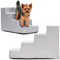 Springos Dierenladder - - 4 treden - Grijs - Hoogwaardige 30D schuim - Belastbaarheid 25 kg