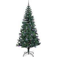 vidaXL Kunststof Voorverlichte Kerstboom Groen 240 cm PVC en Metalen