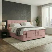 Mörgenn Elektrische Boxspring LUXA - Luxe Splittopper - Pocketvering - Oud Roze - 120x200 cm - Inclusief Montage + Dekbed en Kussens