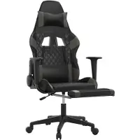 vidaXL Massage gamestoel met voetensteun kunstleer zwart en grijs