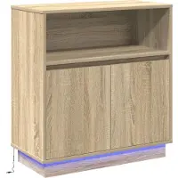 vidaXL LED Dressoir Sonoma Eik 71 x 34,5 x 75 cm Bewerkt hout
