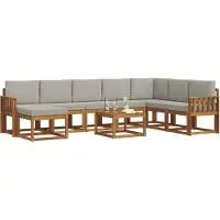 vidaXL Buiten bank set 9 st Natuurlijk en Licht Grijs
